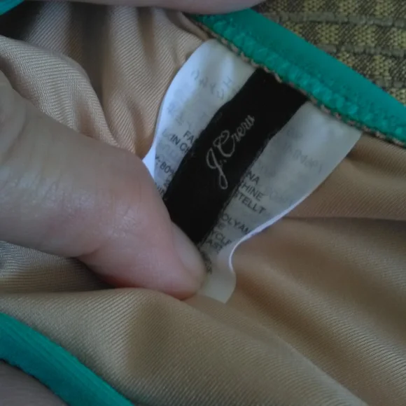 BNWOT J. CREW Elegant One-Shoulder Bikini Light Blue & Green 4 (RECYCLE MATERIAL - Picture 6 of 8